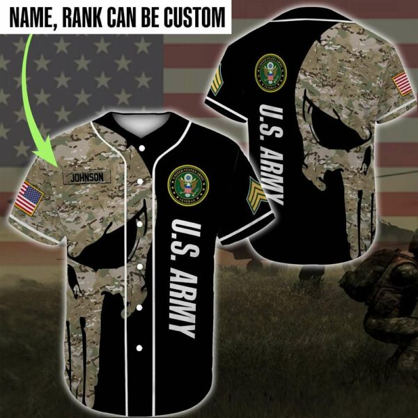 Custom Name Baseball Jersey United States Army Veteran All Over Printed