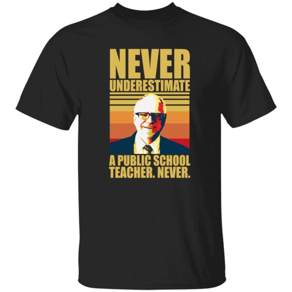 Never Underestimate A Public School Teacher Never Tim Walz Shirt 1 1.jpg