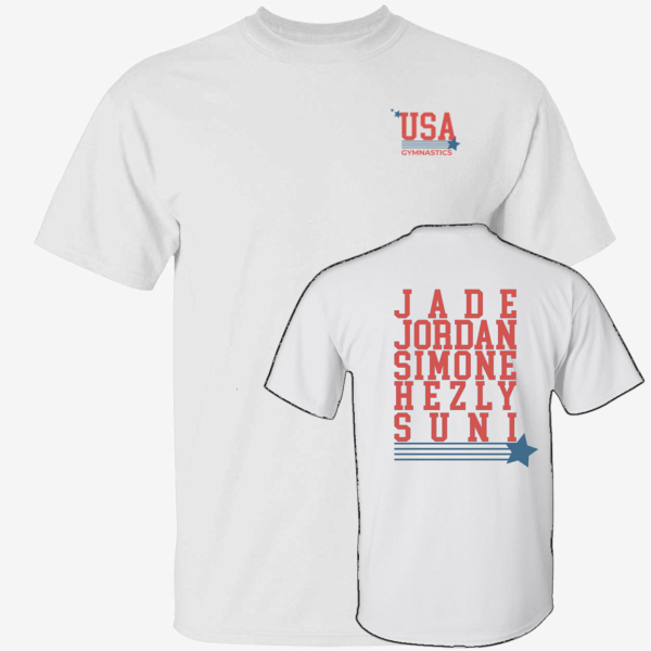 [Front+Back] Usa Gymnastics Summer Games Jade Jordan Simone Hezly Suni Shirt