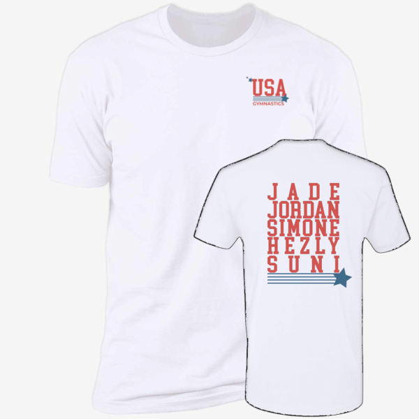 [Front+Back] Usa Gymnastics Summer Games Jade Jordan Simone Hezly Suni Shirt